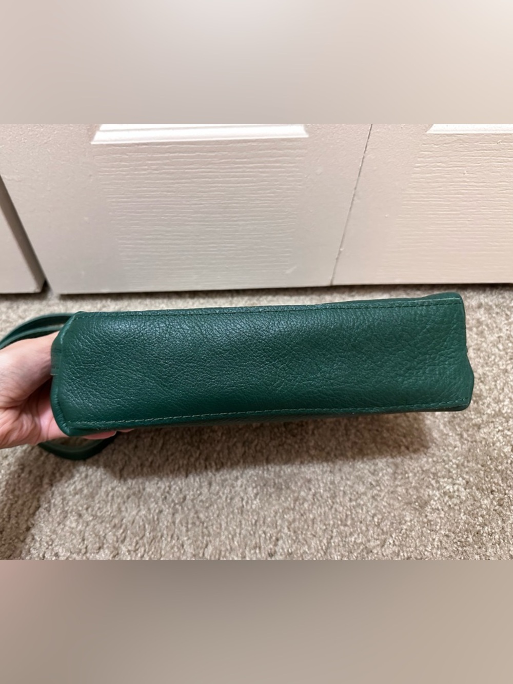 Portland Leather Goods Poppy Crossbody Bag in Bacalar Pebbled Green Leather - Picture 3 of 6